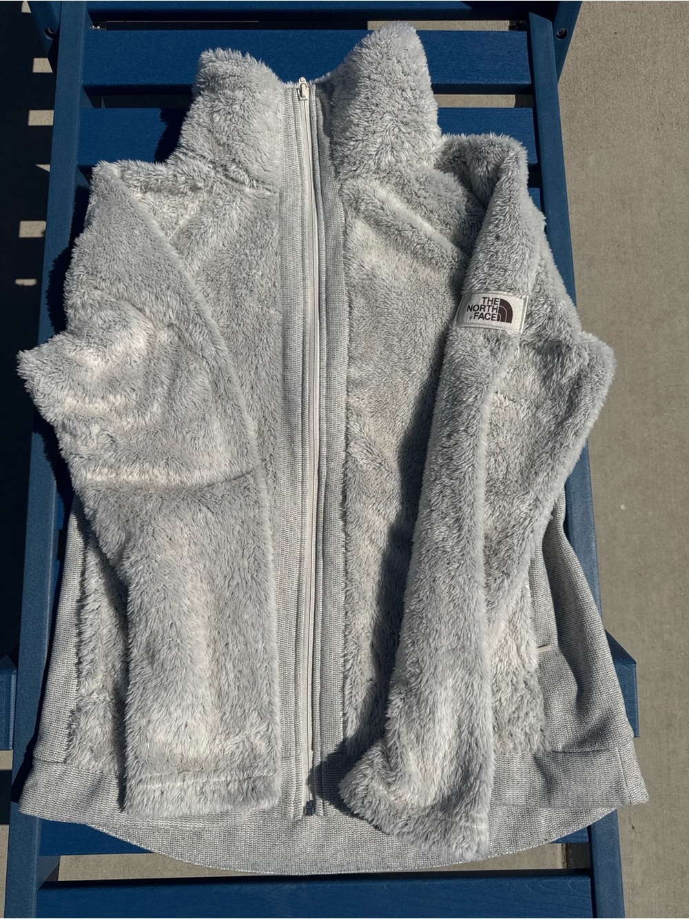 The North Face Light Gray Plush Full-Zip Jacket
